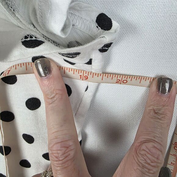 Garnet Hill Womens Polka Dot Size Large Petite Black and White Tee Shirt - Picture 5 of 6